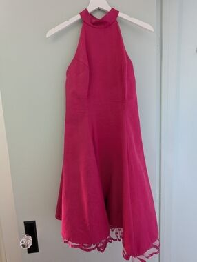 Vintage Fuchsia Pink Halter Fit-and-Flare Dress